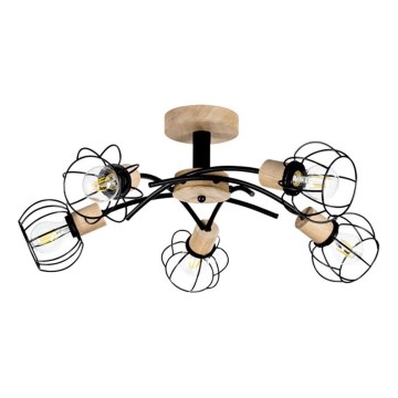 Przysufitowy żyrandol VIVIANE 5xE27/60W/230V dąb