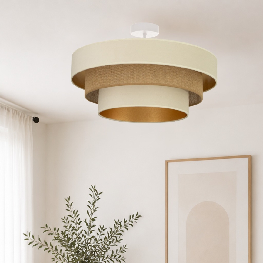 Przysufitowy żyrandol WENTA 1xE27/60W/230V śr. 50 cm beżowy/juta