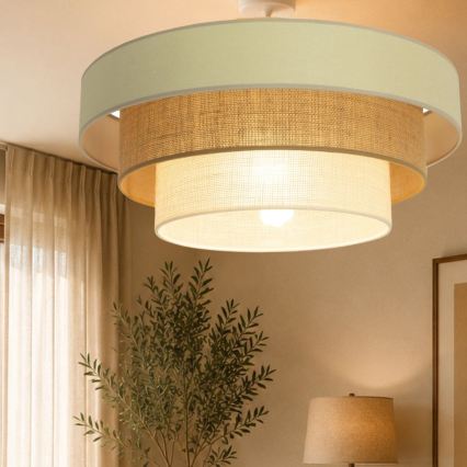 Przysufitowy żyrandol WENTA 1xE27/60W/230V Ø 50 cm beżowy/juta