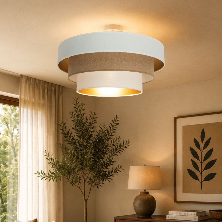 Przysufitowy żyrandol WENTA 1xE27/60W/230V Ø 50 cm biały/brązowy