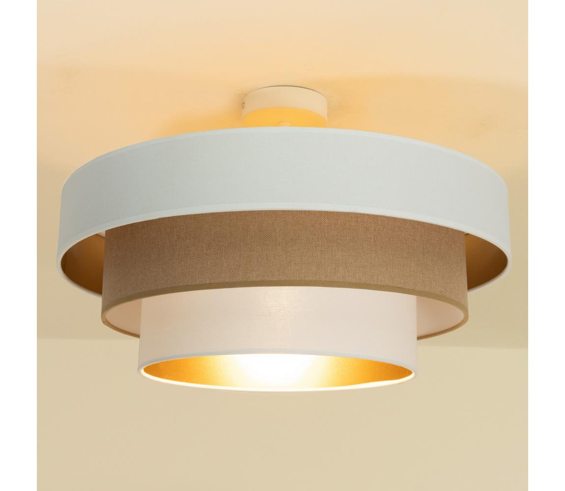 Przysufitowy żyrandol WENTA 1xE27/60W/230V Ø 50 cm biały/brązowy