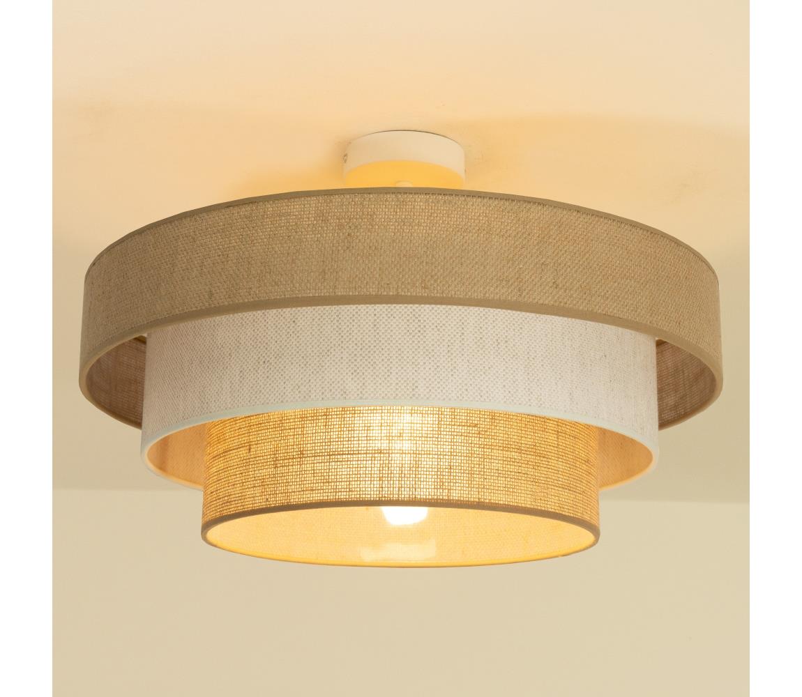 Przysufitowy żyrandol WENTA 1xE27/60W/230V Ø 50 cm juta/kremowy
