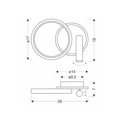 Punktowa oprawa ścienna LED MONET LED/15W/230V złota