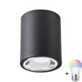 Punktowe oświetlenie LED RGBW JUPITER 1xE27/6,5W/230V 2700-6500K Wi-Fi, średnica 9,8 cm czarne