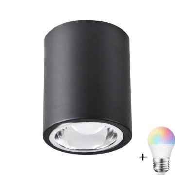 Punktowe oświetlenie LED RGBW JUPITER 1xE27/6,5W/230V 2700-6500K Wi-Fi, średnica 9,8 cm czarne