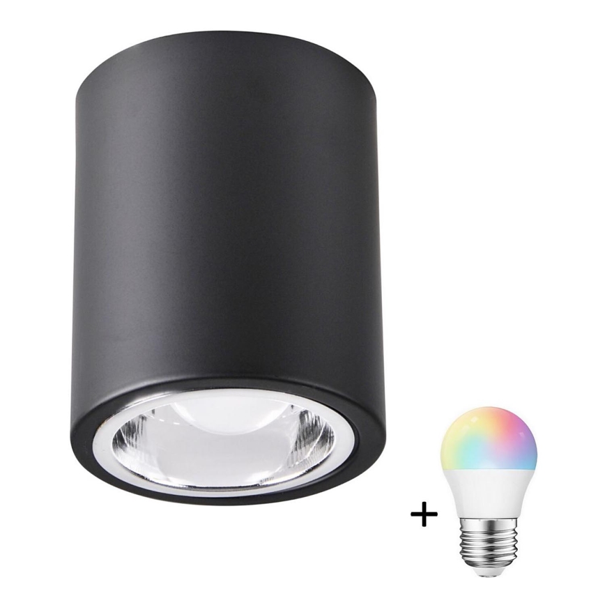 Punktowe oświetlenie LED RGBW JUPITER 1xE27/6,5W/230V 2700-6500K Wi-Fi, średnica 9,8 cm czarne