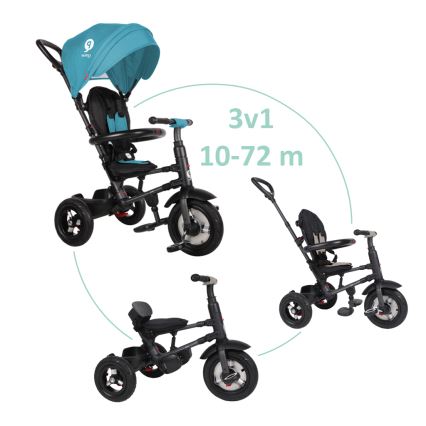 QPlay - Dziecięcy rowerek trójkołowy 3w1 RITO AIR turkusowy