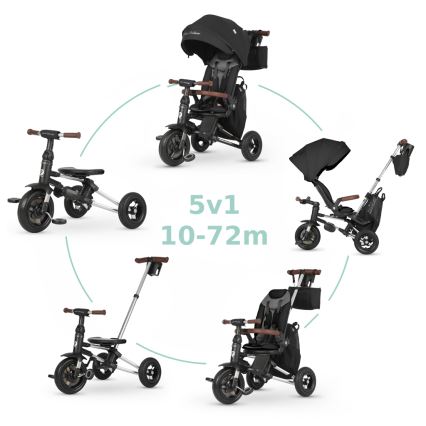 QPlay - Dziecięcy trójkołowy rowerek 5 w 1 NOVA DELUXE czarny