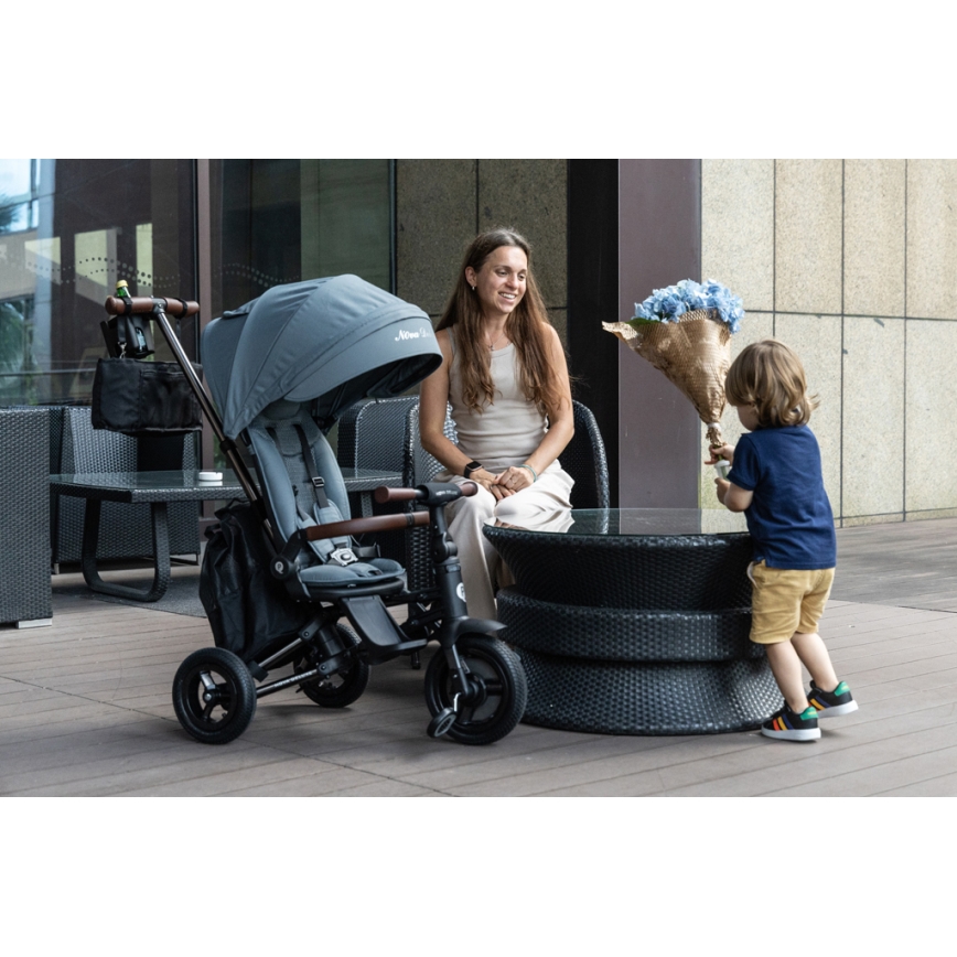 QPlay - Dziecięcy trójkołowy rowerek 5 w 1 NOVA DELUXE czarny