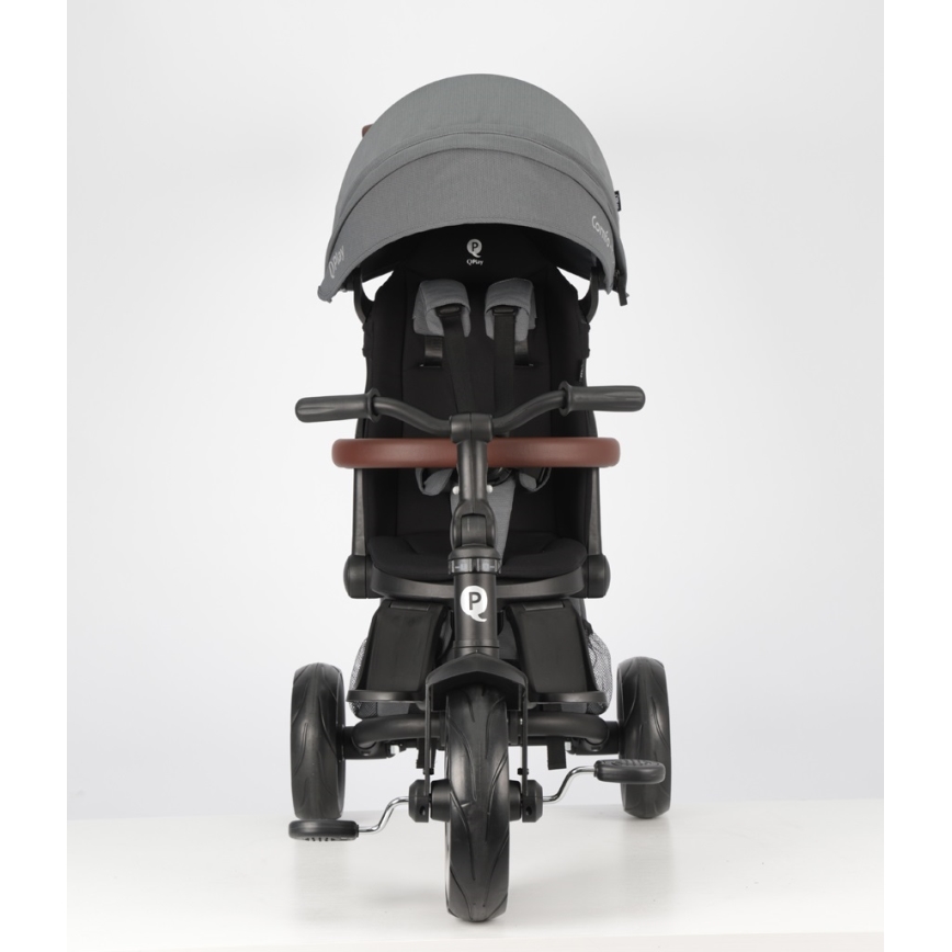 QPlay - Dziecięcy trójkołowy rowerek 7w1 COMFO MAX, szary