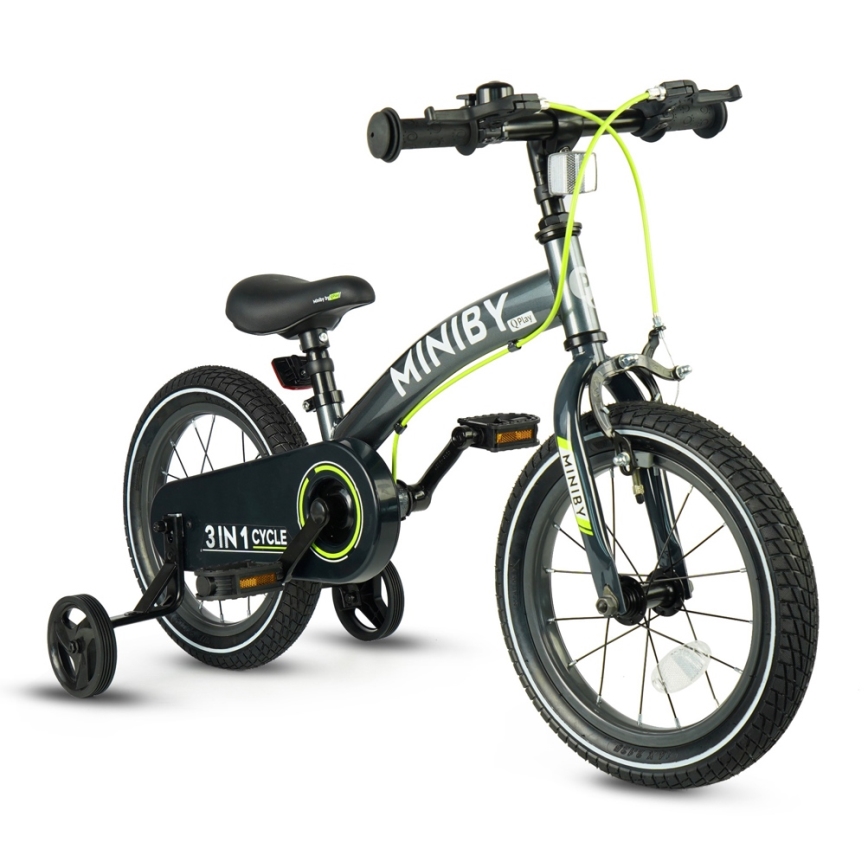 QPlay - Rower dziecięcy 14 MINIBY 3 w 1 szary