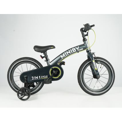 QPlay - Rower dziecięcy 14 MINIBY 3 w 1 szary