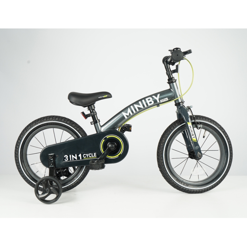 QPlay - Rower dziecięcy 14 MINIBY 3 w 1 szary