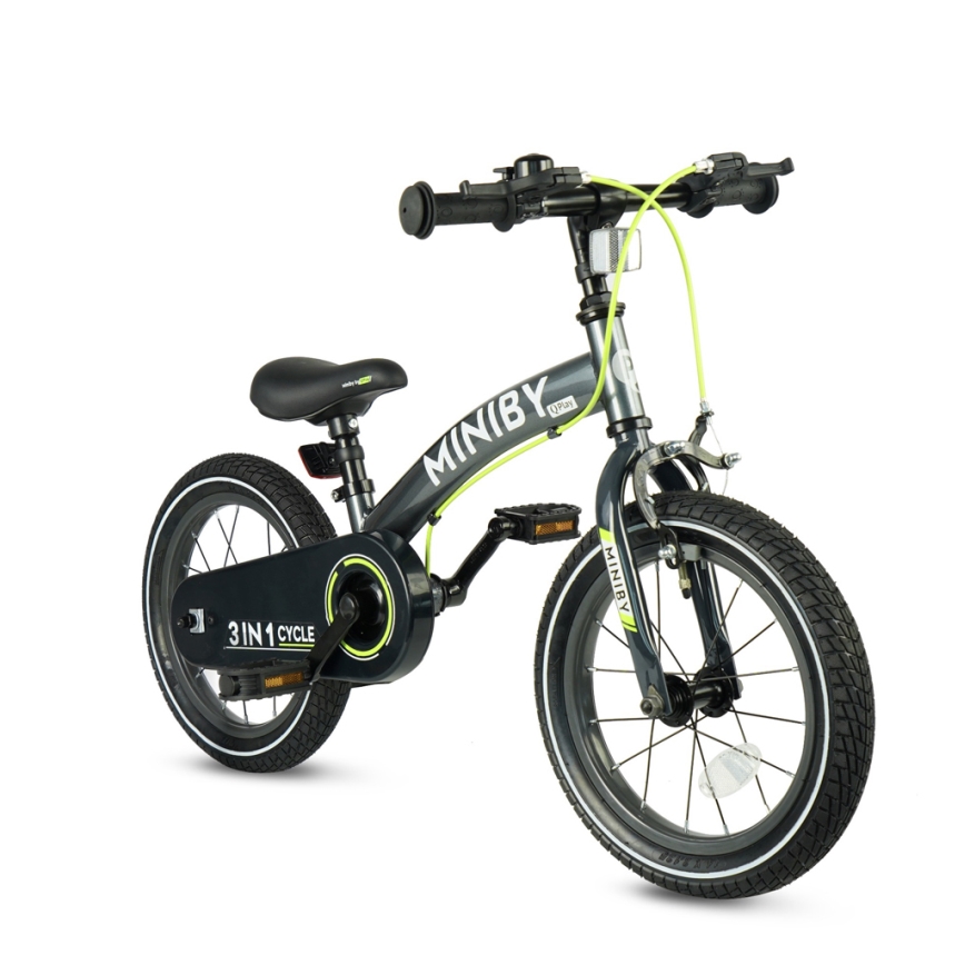 QPlay - Rower dziecięcy 14 MINIBY 3 w 1 szary