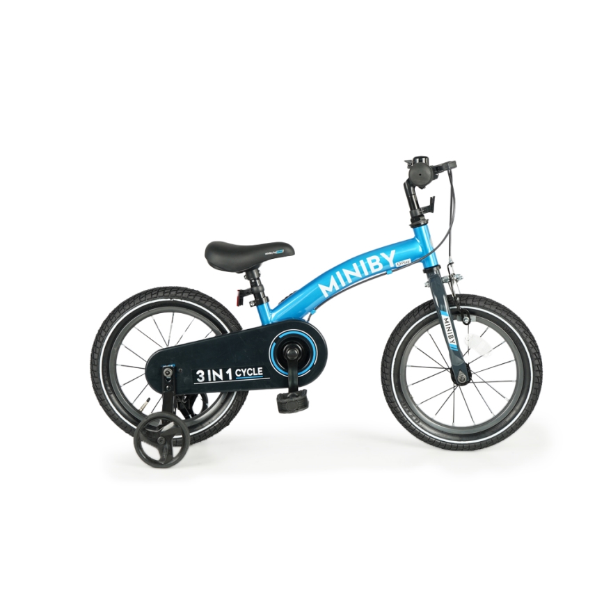 QPlay - Rower dziecięcy 14" MINIBY 3w1 niebieski