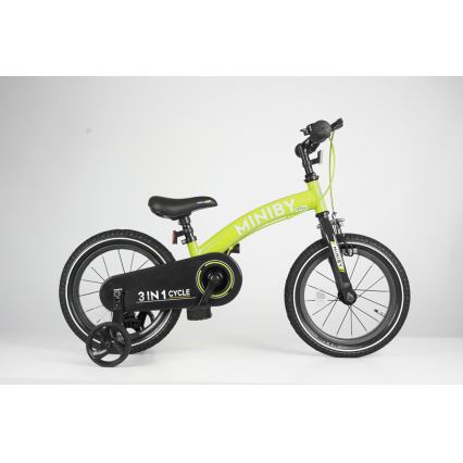 QPlay - Rower dziecięcy 14" MINIBY 3w1 zielony