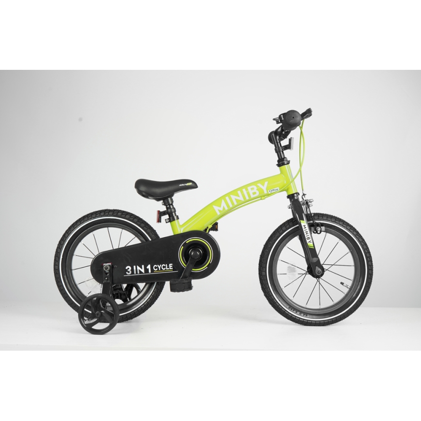 QPlay - Rower dziecięcy 14" MINIBY 3w1 zielony