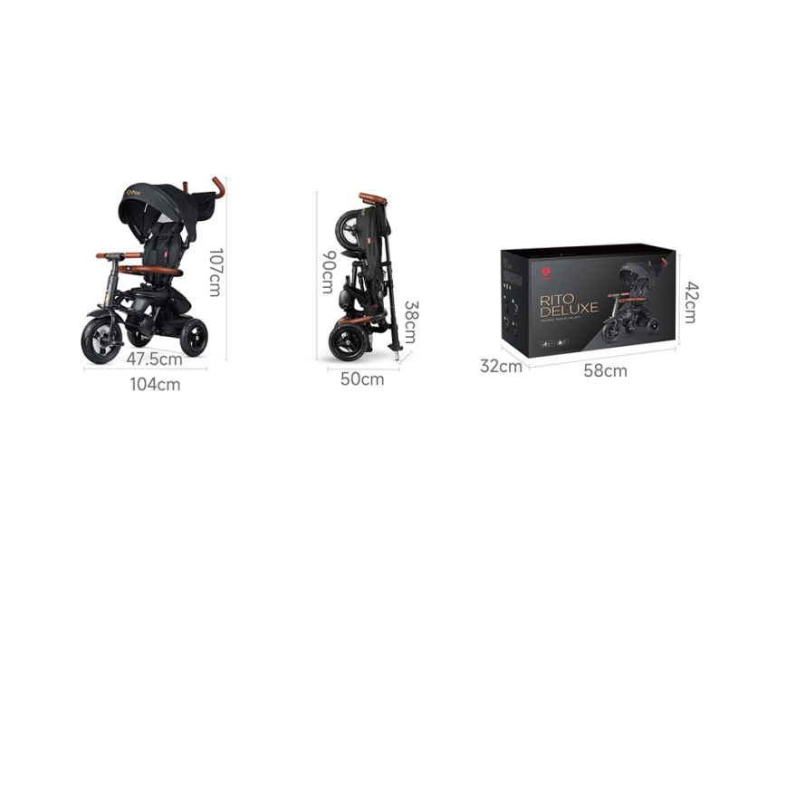 QPlay - Trójkołowy rowerek dziecięcy 6w1 RITO DELUXE szary