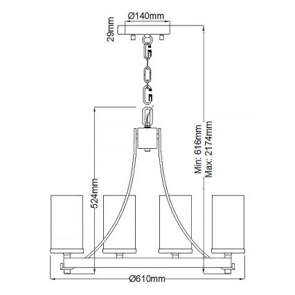 Quintiesse - Żyrandol na łańcuchu ANGELO 5xE27/60W/230V dekor dąb