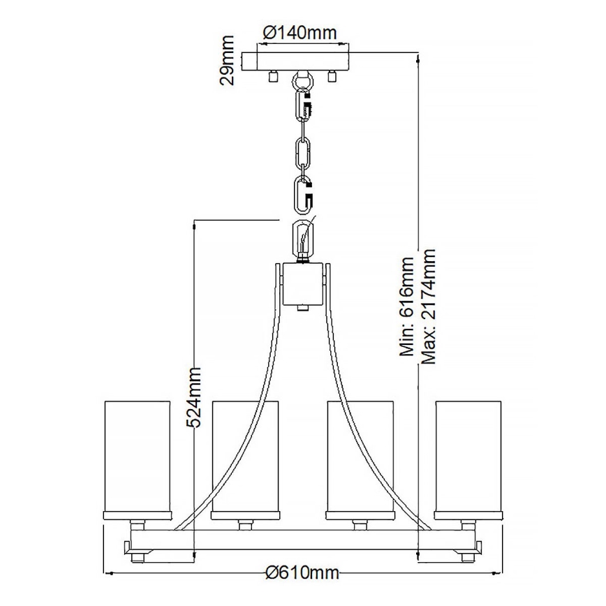 Quintiesse - Żyrandol na łańcuchu ANGELO 5xE27/60W/230V dekor dąb