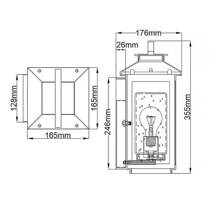 Quintiesse - Zewnętrzna lampa ścienna ATWATER S 1xE27/60W/230V IP44 czarna