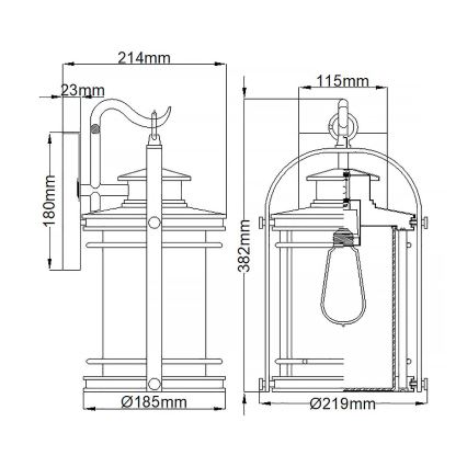 Quintiesse - Zewnętrzna lampa ścienna BOOKER M 1xE27/60W/230V IP44 matowy chrom