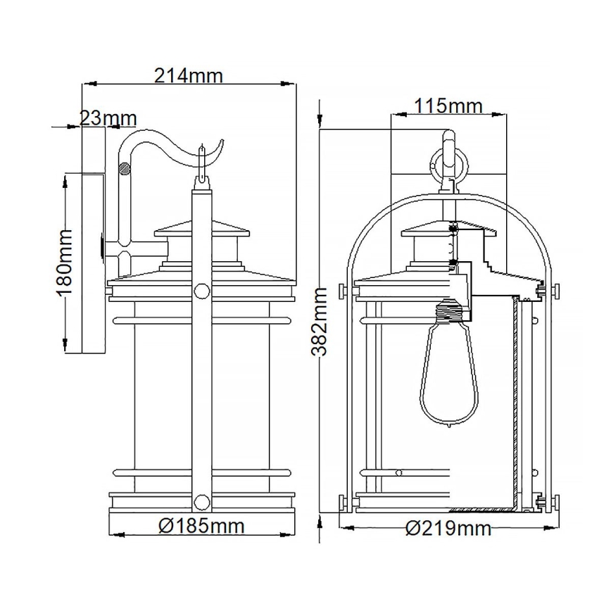 Quintiesse - Zewnętrzna lampa ścienna BOOKER M 1xE27/60W/230V IP44 matowy chrom