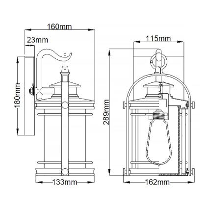 Quintiesse - Zewnętrzna lampa ścienna BOOKER S 1xE27/60W/230V IP44 matowy chrom