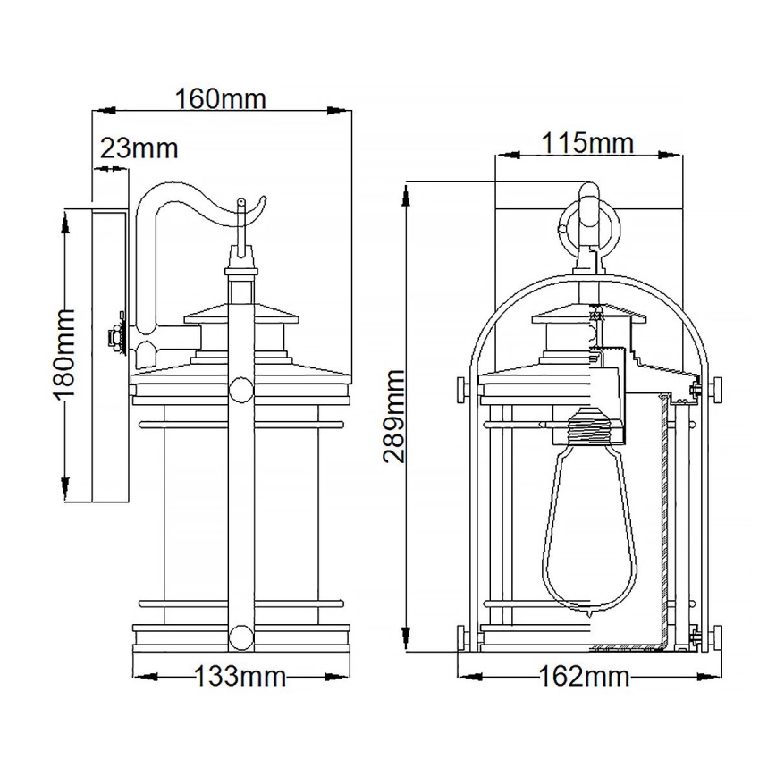 Quintiesse - Zewnętrzna lampa ścienna BOOKER S 1xE27/60W/230V IP44 matowy chrom