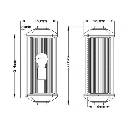 Quintiesse - Zewnętrzny kinkiet CASTELLE M 1xE27/60W/230V IP44 czarny