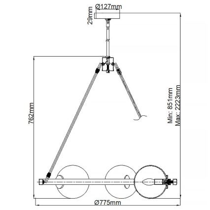 Quintiesse - Żyrandol na pręcie HARPER 5xE14/60W/230V śr. 77,5 cm chrom błyszczący/przydymione szkło