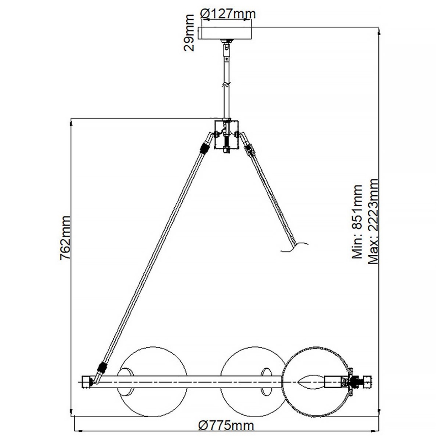 Quintiesse - Żyrandol na pręcie HARPER 5xE14/60W/230V śr. 77,5 cm chrom błyszczący/przydymione szkło