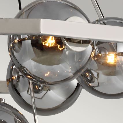 Quintiesse - Żyrandol na pręcie HARPER 7xE14/60W/230V Średnica 81,3 cm błyszczący chrom/przydymione szkło