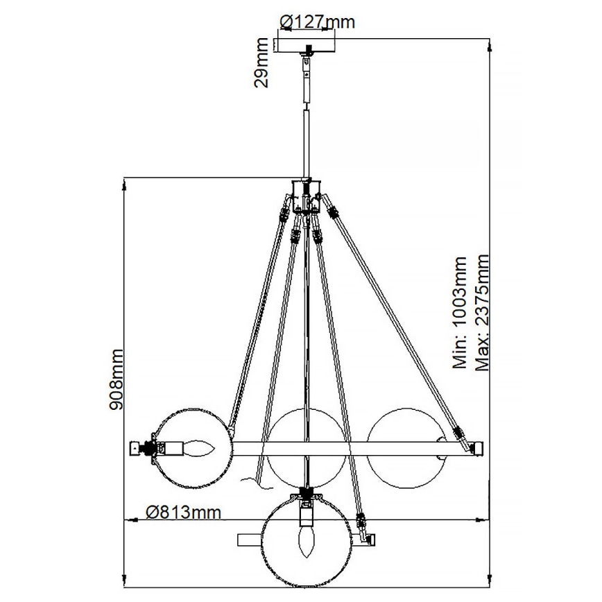 Quintiesse - Żyrandol na pręcie HARPER 7xE14/60W/230V Średnica 81,3 cm błyszczący chrom/przydymione szkło