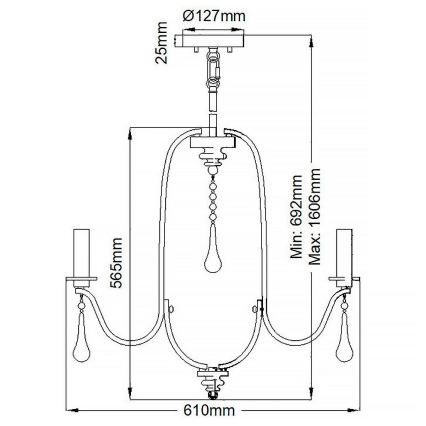 Quintiesse - Żyrandol na pręcie KARLEE 5xE14/60W/230V Ø 61 cm matowy chrom