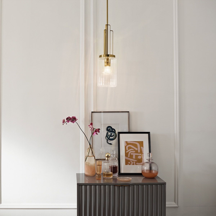 Quintiesse - Żyrandol na pręcie KIMROSE 1xE27/60W/230V śr. 17,8 cm złoty