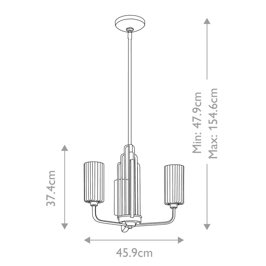 Quintiesse - Żyrandol na pręcie KIMROSE 3xE14/40W/230V, śr. 45,9 cm, złoty