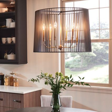 Quintiesse - Żyrandol na pręcie LINARA 6xE14/60W/230V śr. 66 cm czarny/złoty