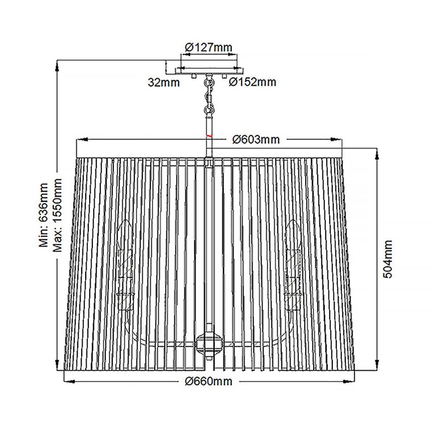 Quintiesse - Żyrandol na pręcie LINARA 6xE14/60W/230V śr. 66 cm czarny/złoty