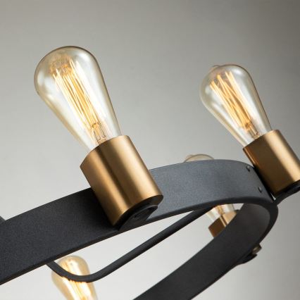 Quintiesse - Żyrandol na pręcie SILAS 8xE27/60W/230V śr. 82,9 cm czarny/złoty