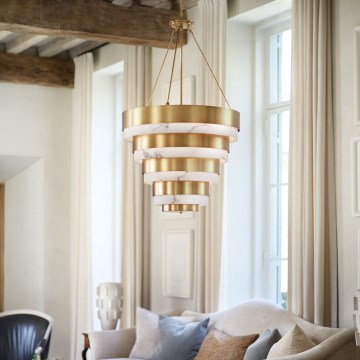 Quintiesse - Żyrandol na pręcie ECHELON 8xE14/40W/230V złoty