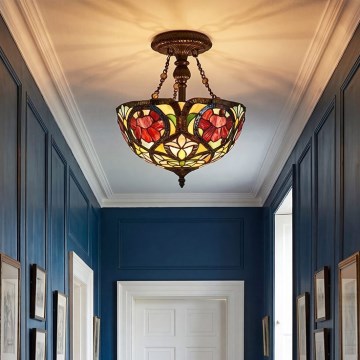 Quoizel - Przysufitowy żyrandol Tiffany LARISSA 2xE27/60W/230V Ø 35 cm