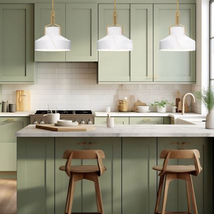 Quoizel - Żyrandol na pręcie BRECKEN 2xE27/60W/230V złoty/marmurowy dekor