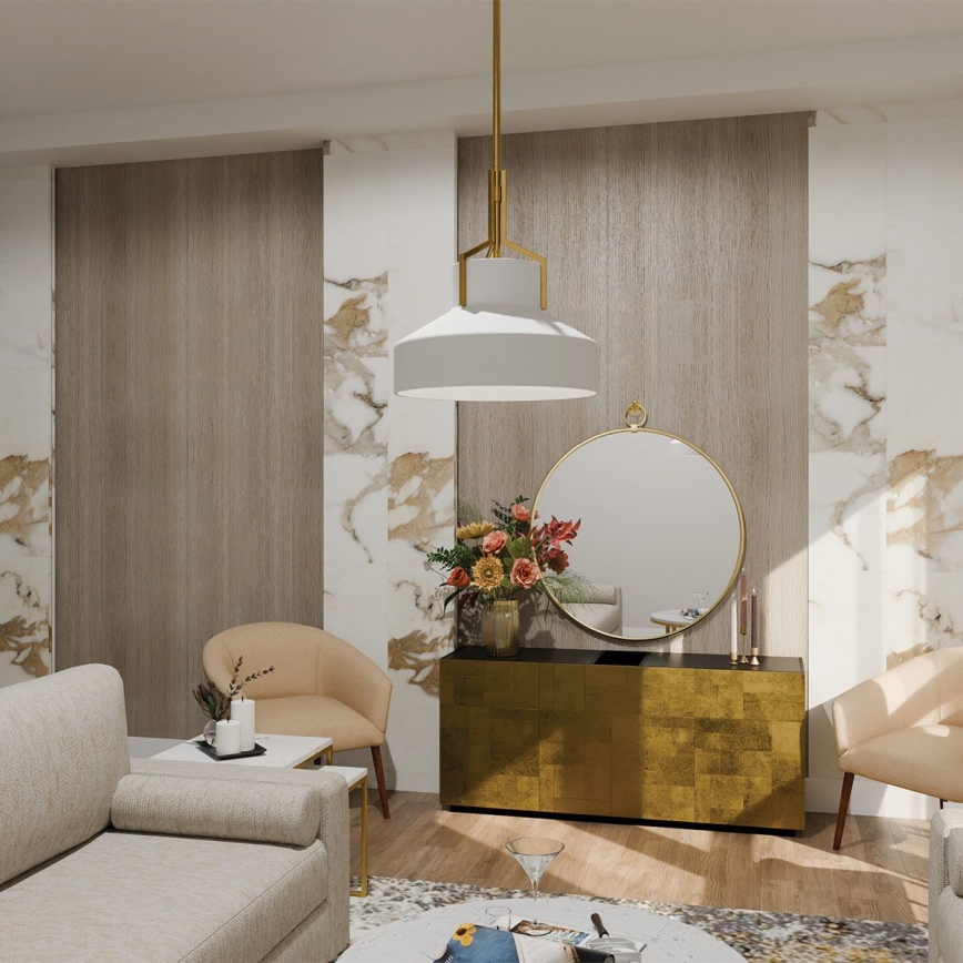 Quoizel - Żyrandol na pręcie BRECKEN 2xE27/60W/230V złoty/biały