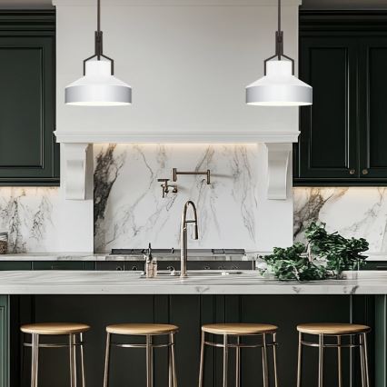 Quoizel - Żyrandol na pręcie BRECKEN 2xE27/60W/230V czarny/biały