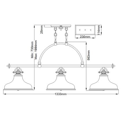 Quoizel - Żyrandol na łańcuchu EMERY 3xE27/100W/230V chrom błyszczący