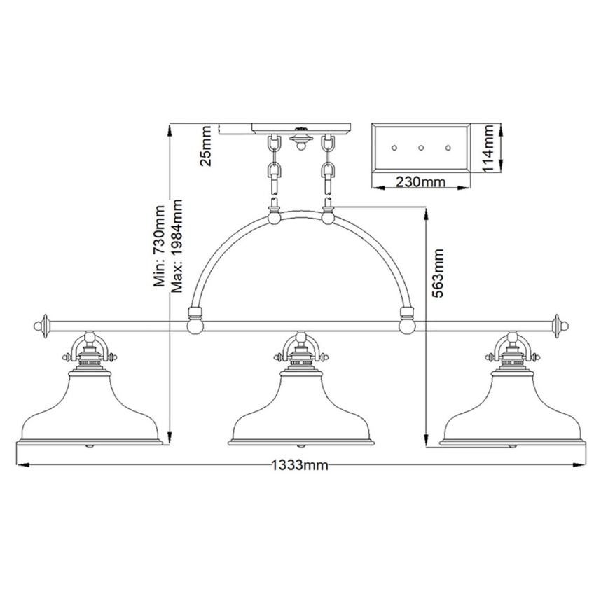 Quoizel - Żyrandol na łańcuchu EMERY 3xE27/100W/230V chrom błyszczący