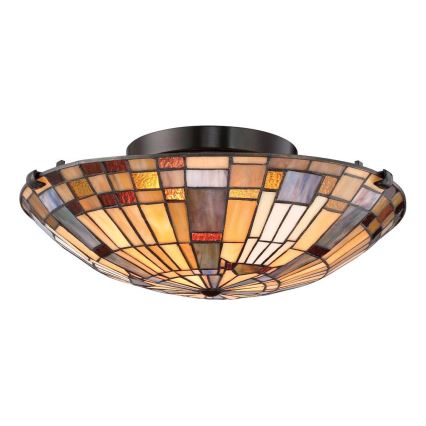 Quoizel - Oprawa sufitowa Tiffany INGLENOOK, 2x E27/60W/230V, średnica 40,7 cm