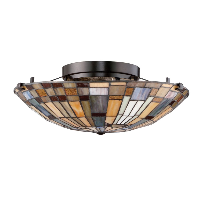 Quoizel - Oprawa sufitowa Tiffany INGLENOOK, 2x E27/60W/230V, średnica 40,7 cm