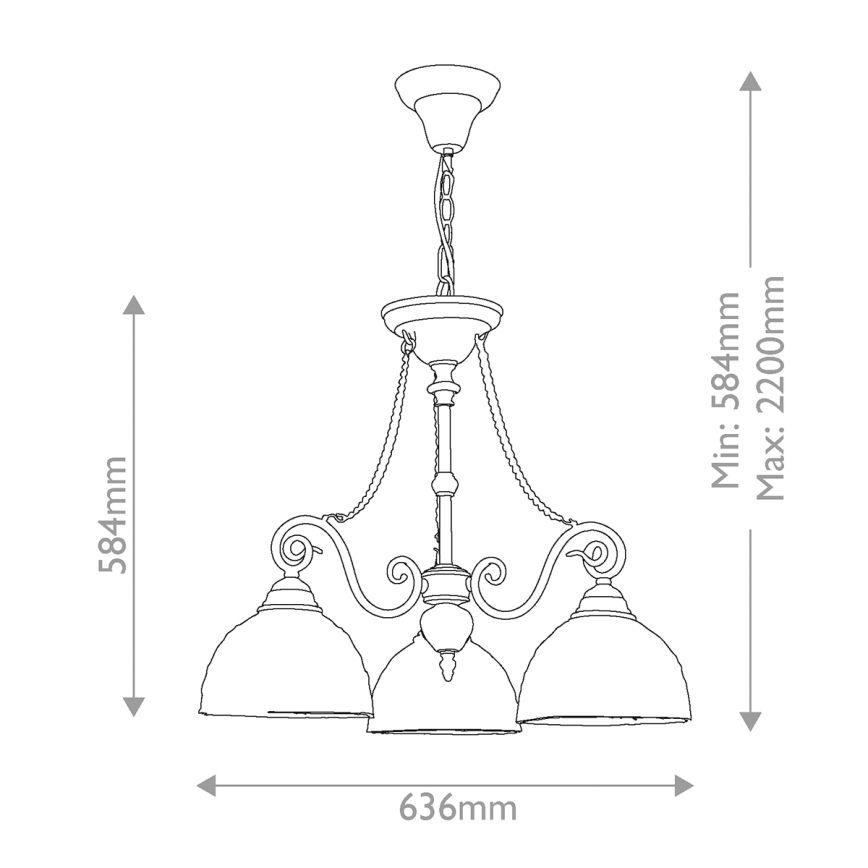 Quoizel - Żyrandol na łańcuchu Tiffany LARISSA 3xE27/60W/230V śr. 63,6 cm